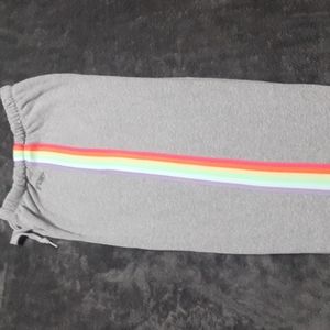Pink Victoria's Secret Women's Gray Sweatpants Rainbow Stripe Small